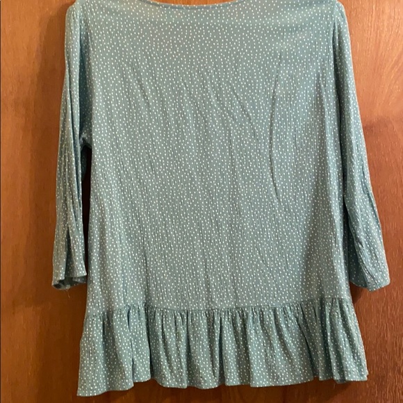 3/4 sleeve LC Lauren Conrad green polka dot blouse - Picture 3 of 4